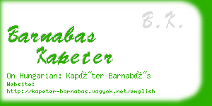 barnabas kapeter business card